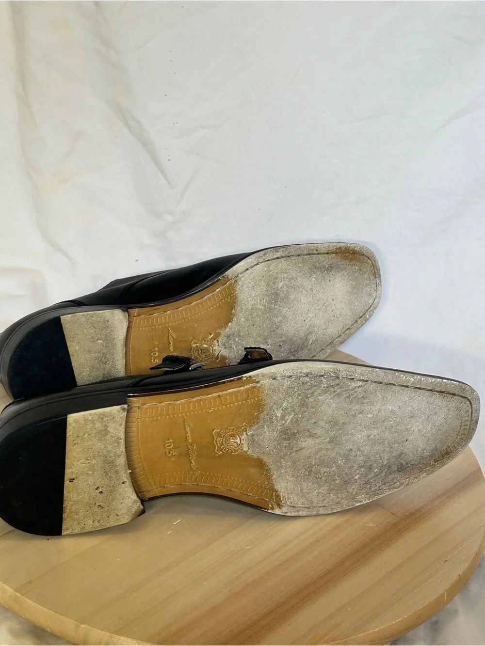 Marco Vittorio Men’s Black Leather Double Monk Strap Square Toe Shoes US 10.5M